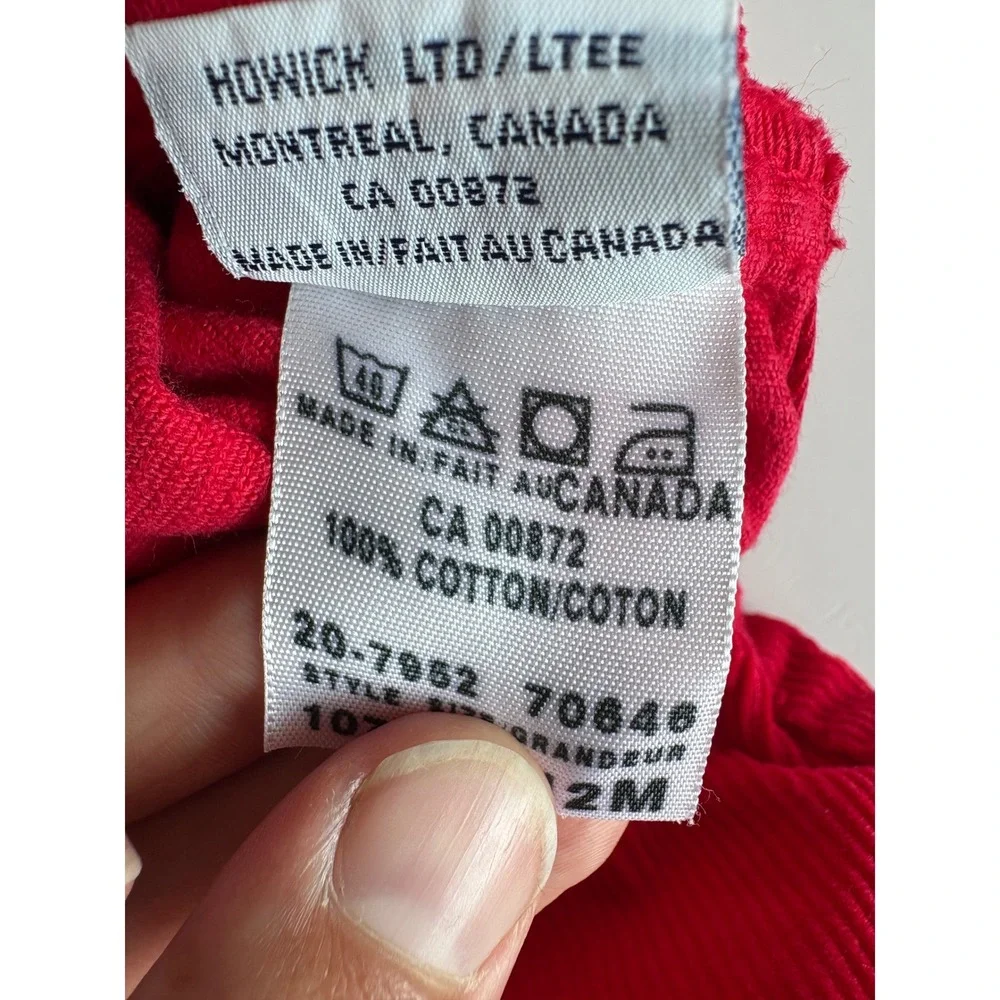 Vintage OshKosh Bgosh Red Corduroy Jumper Dress Floral 12M Made in Canada